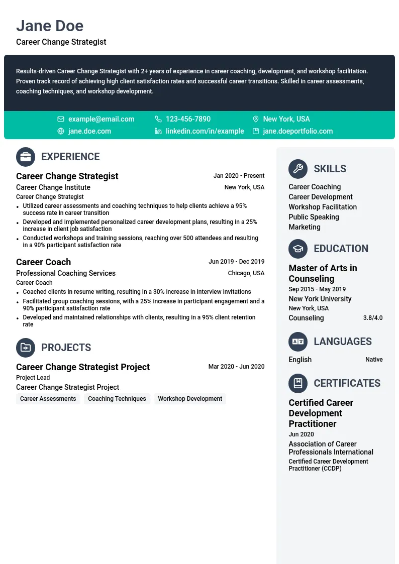 Career Change Strategist resume example