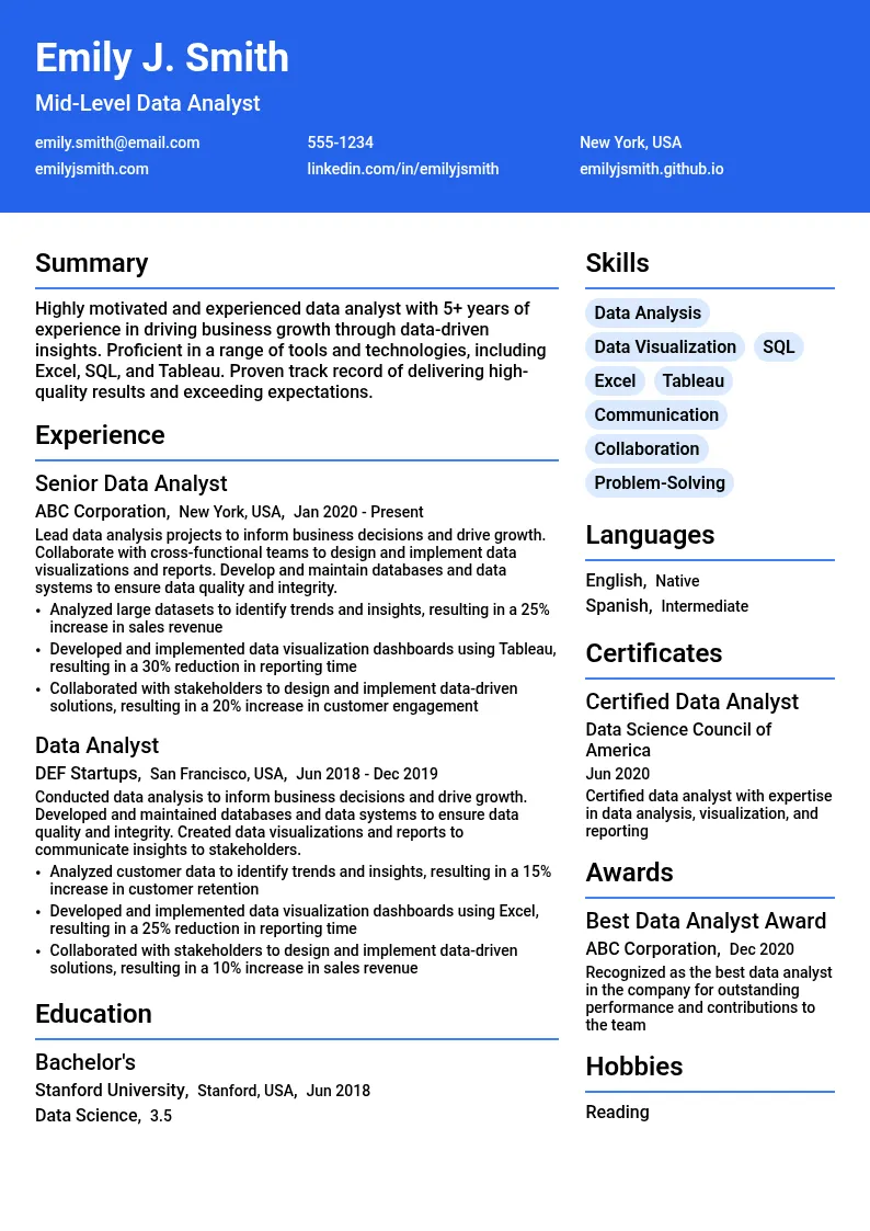 Mid-Level <Profession> resume example