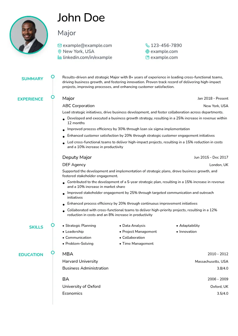 Major resume example