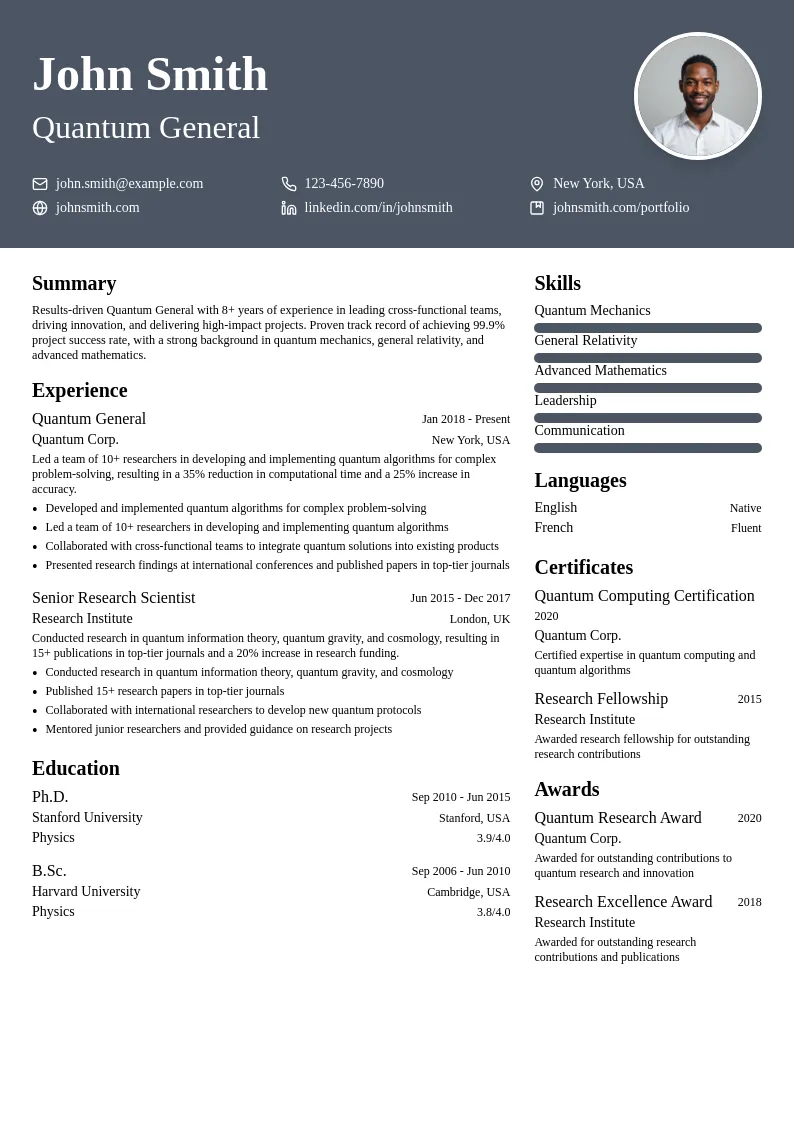 Quantum General resume example