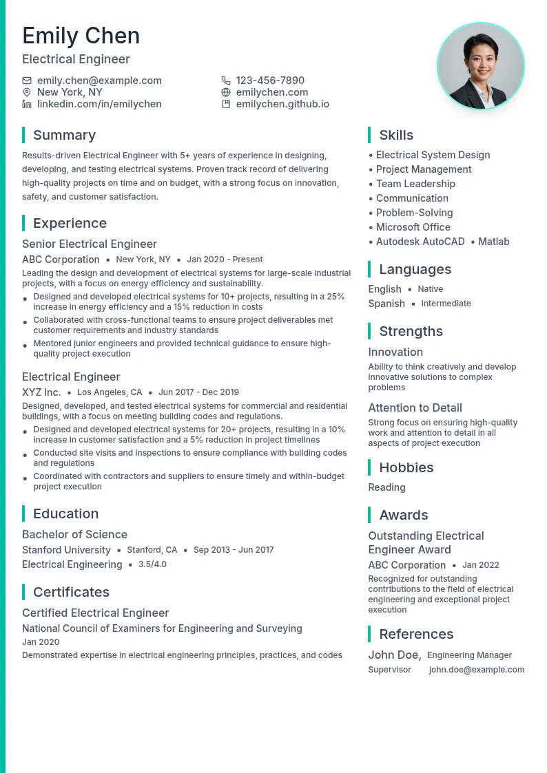 5-7 years resume example