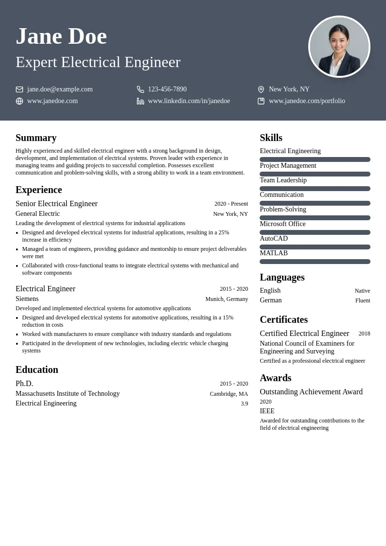 Expert resume example