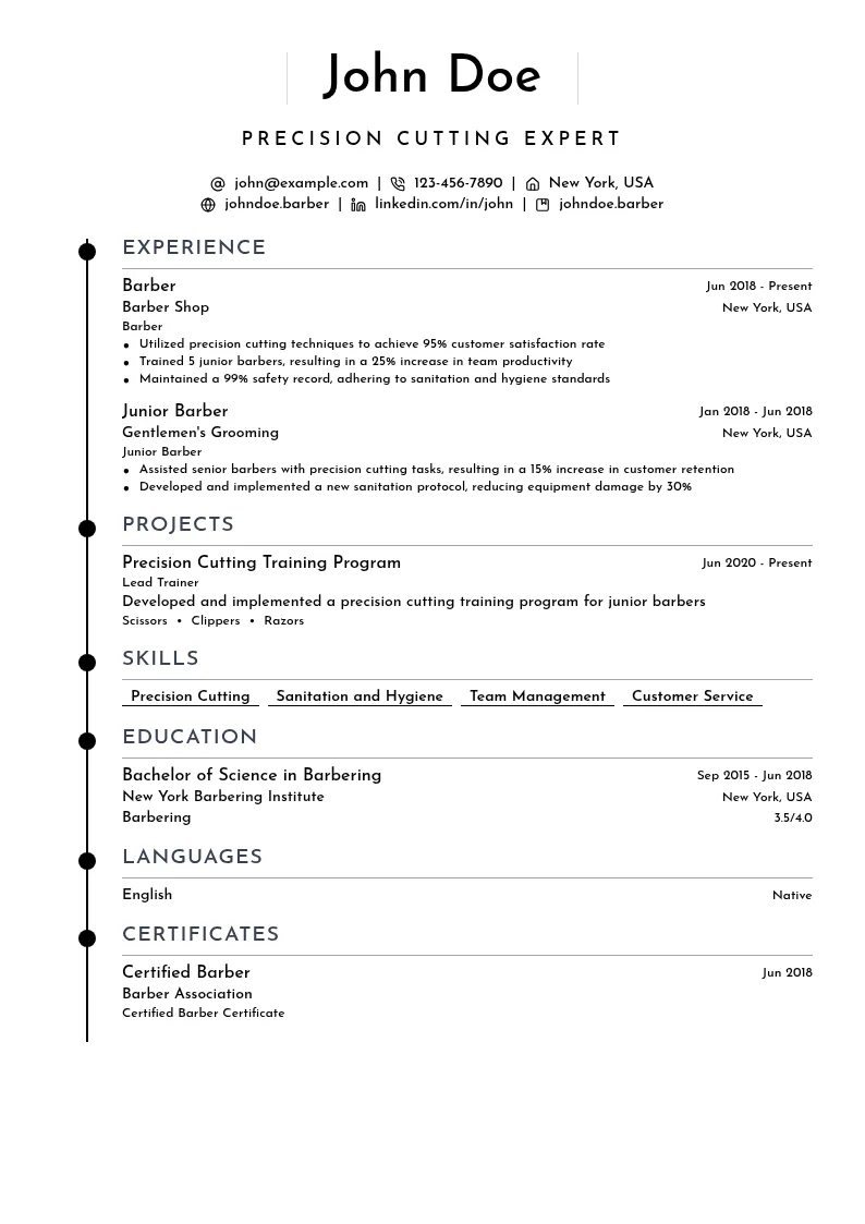 Precision Cutting Expert resume example
