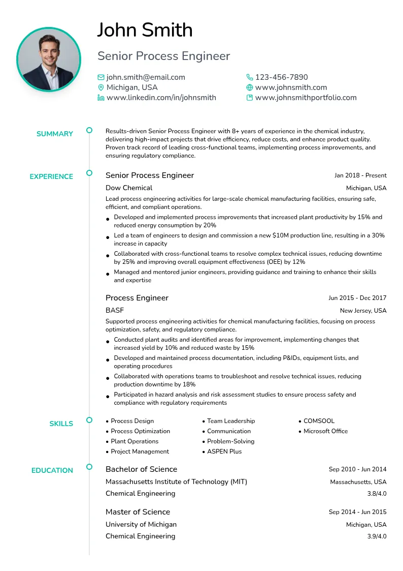 Senior Process Engineer resume example