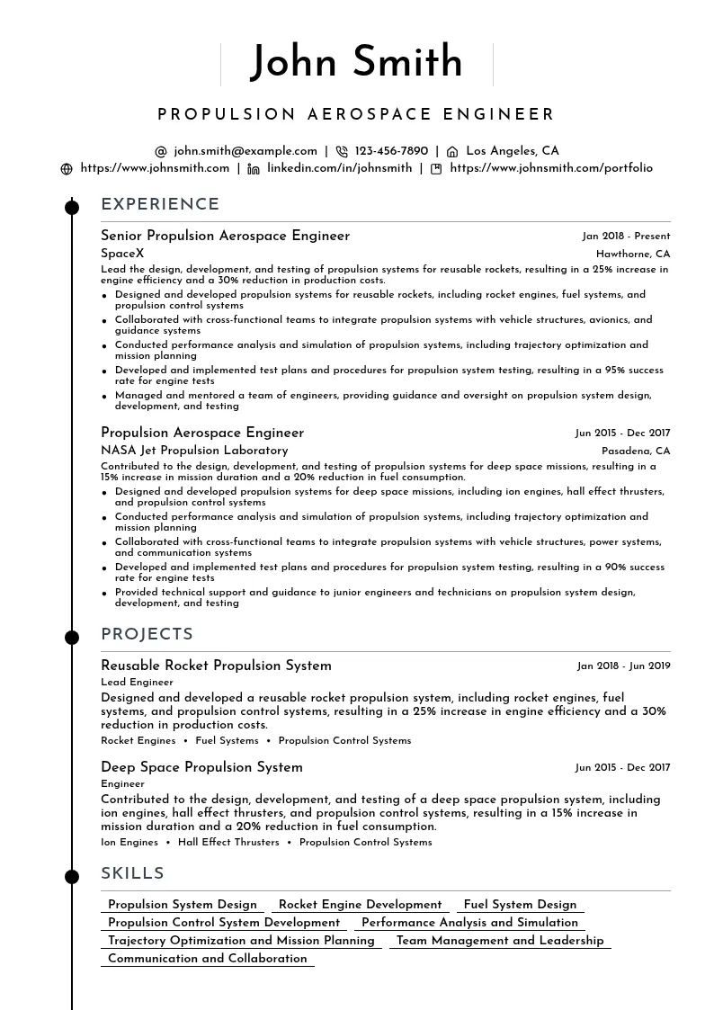Propulsion Aerospace Engineer resume example