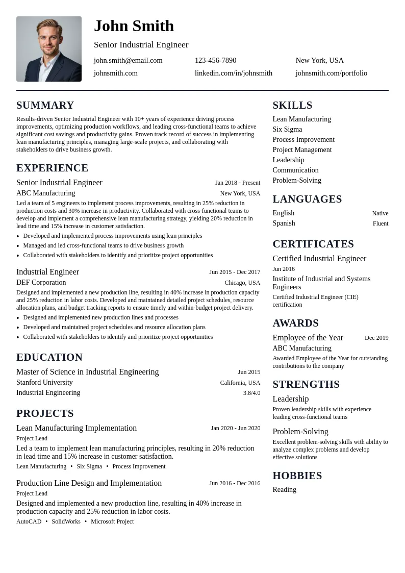 senior resume example