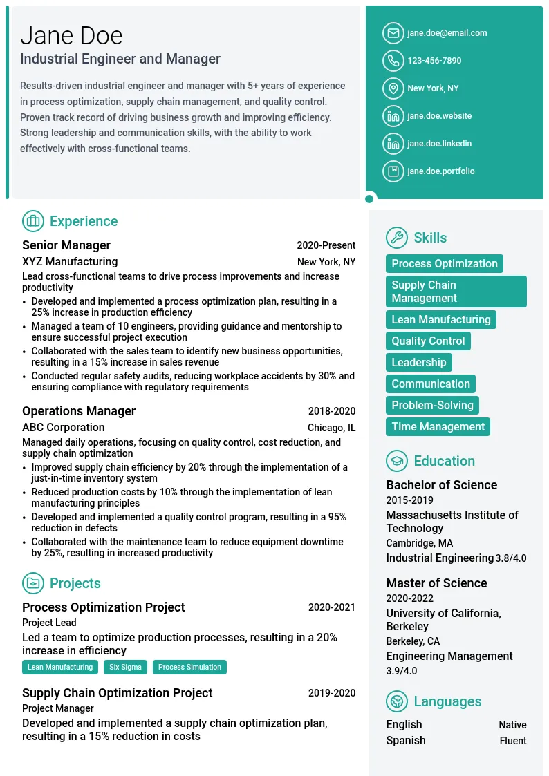 manager resume example