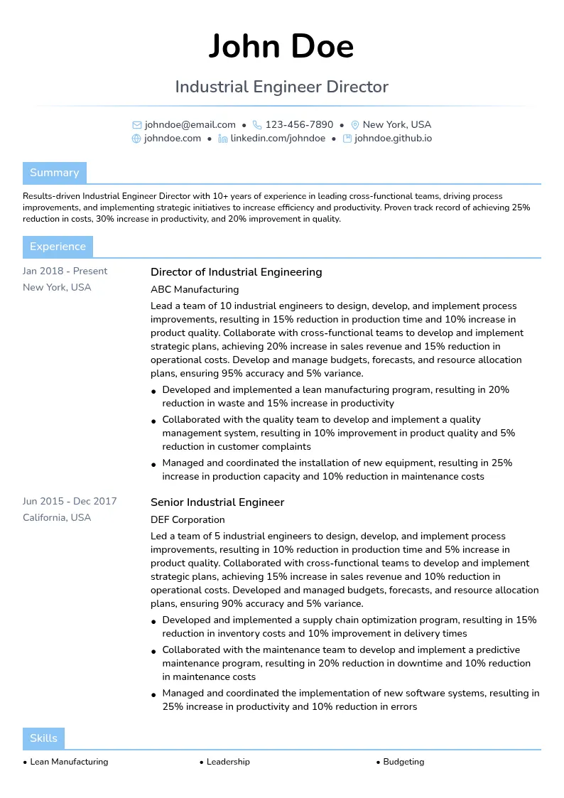 director resume example