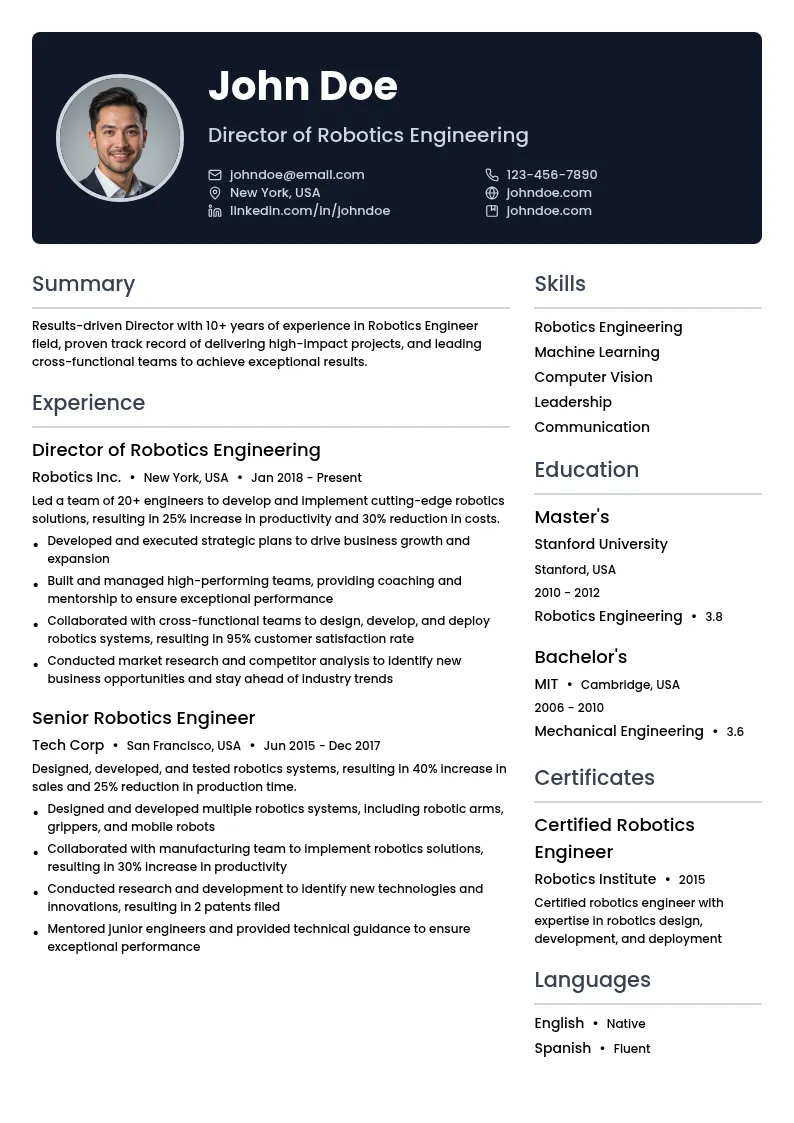 Director resume example