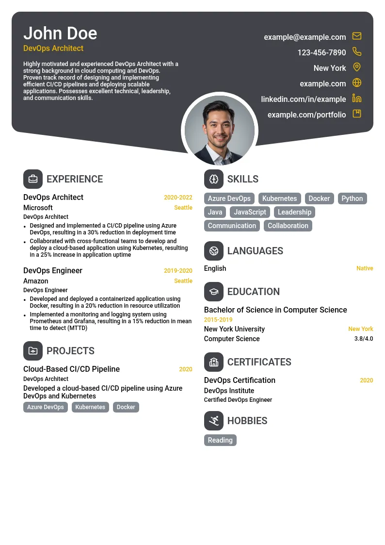 DevOps Architect resume example