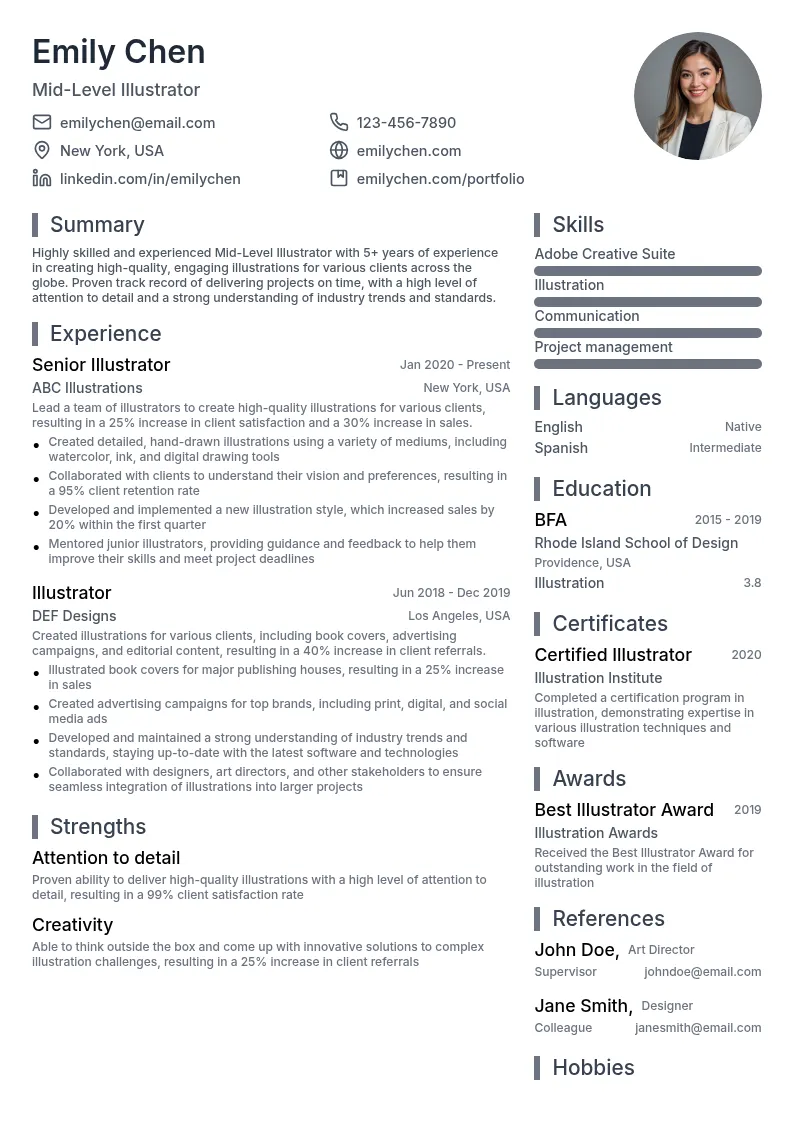 Mid-Level Illustrator resume example