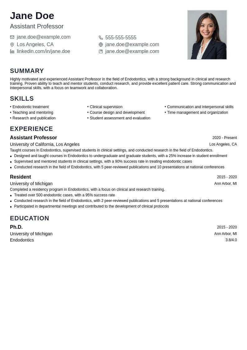 Assistant Professor resume example