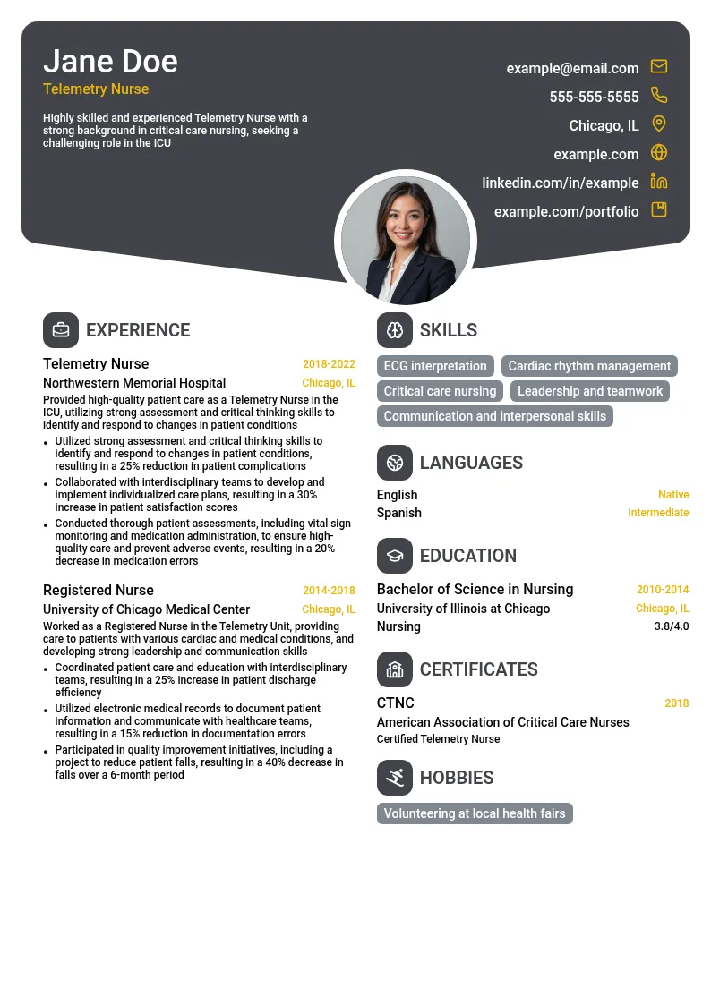 Telemetry Nurse resume example