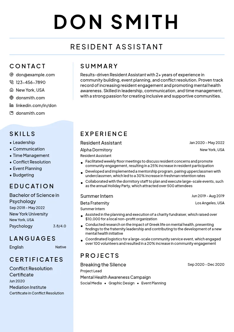 Don resume example