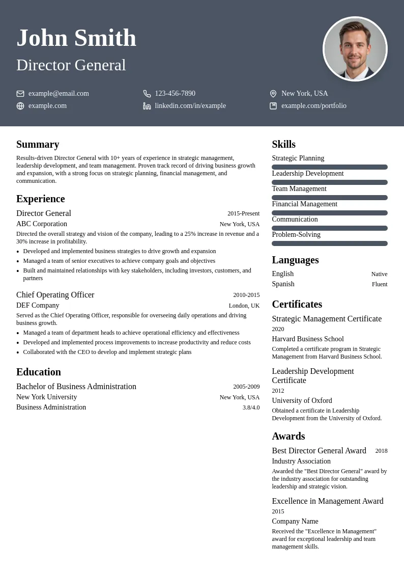 Director General resume example