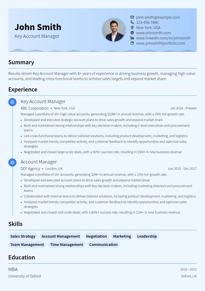 Key Account Manager resume example