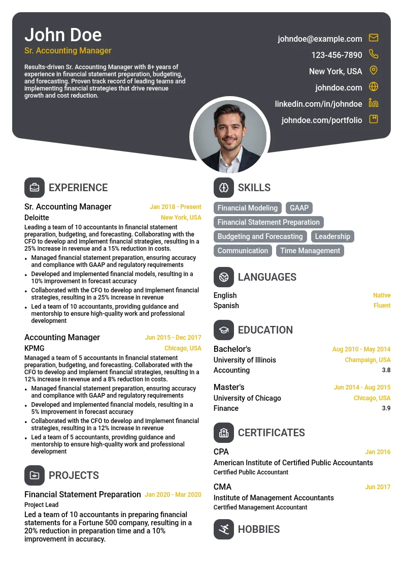 Sr. Accounting Manager resume example