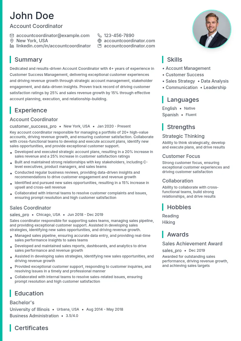 Account Coordinator resume example