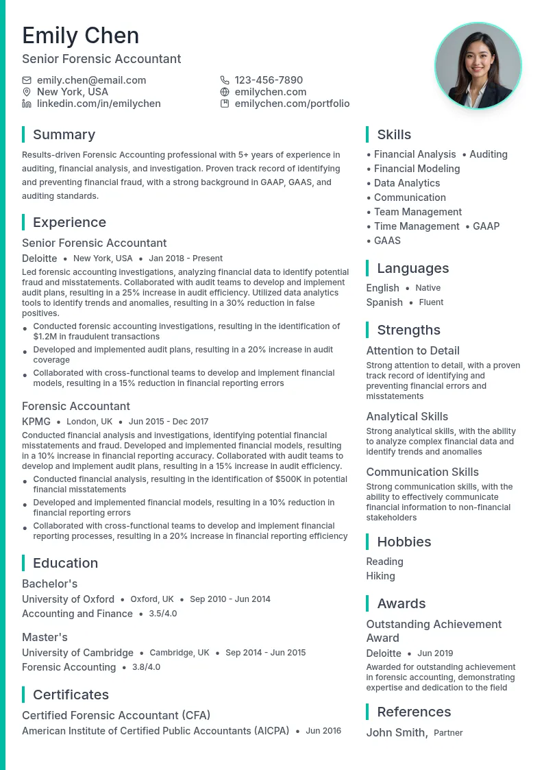 Forensic Accounting resume example