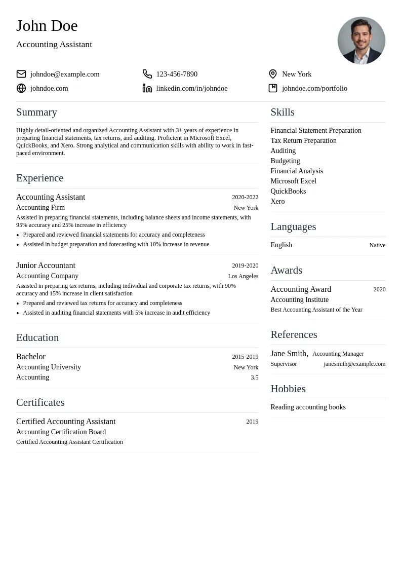 Accounting Assistant resume example
