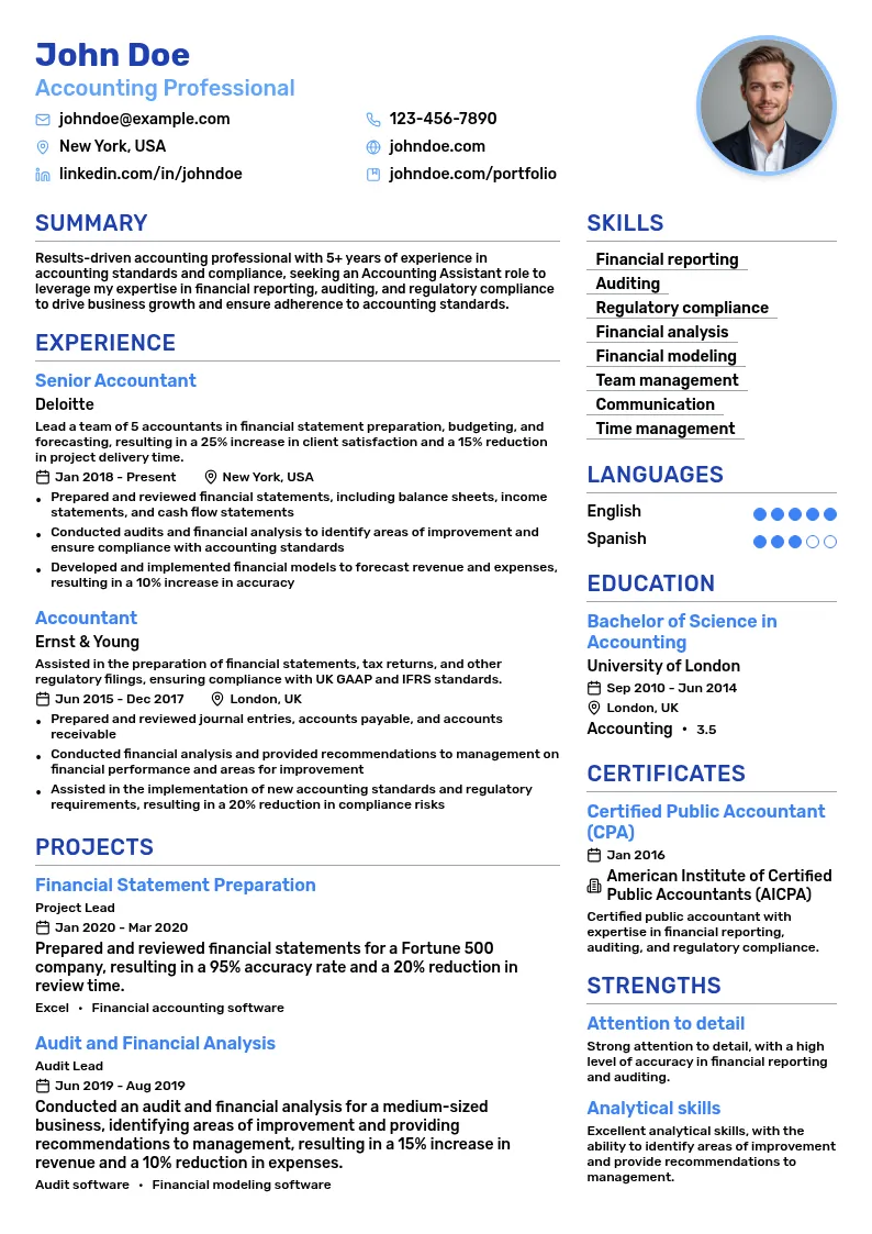 Accounting Standards and Compliance resume example