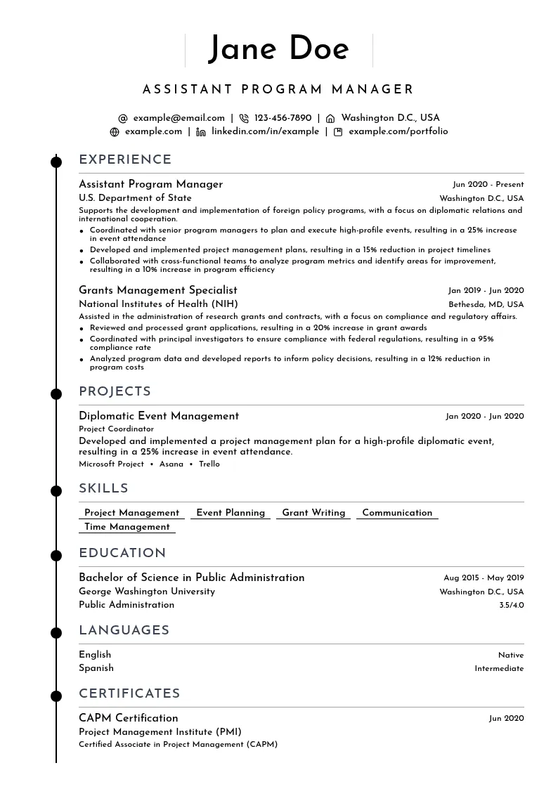 Assistant Program Manager resume example