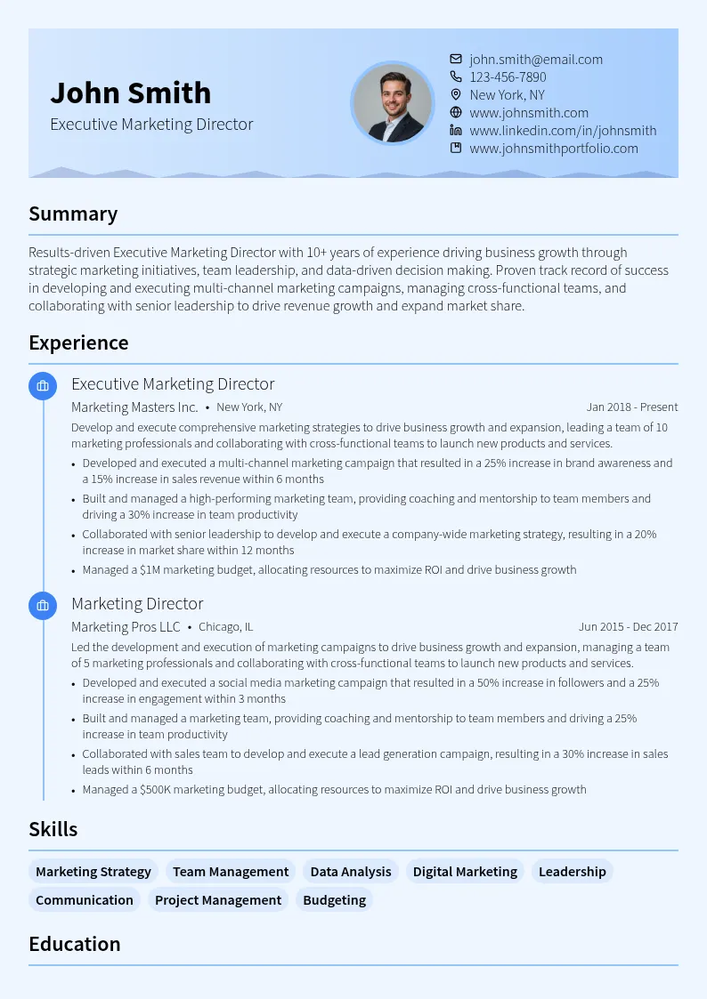 Executive Marketing Director resume example