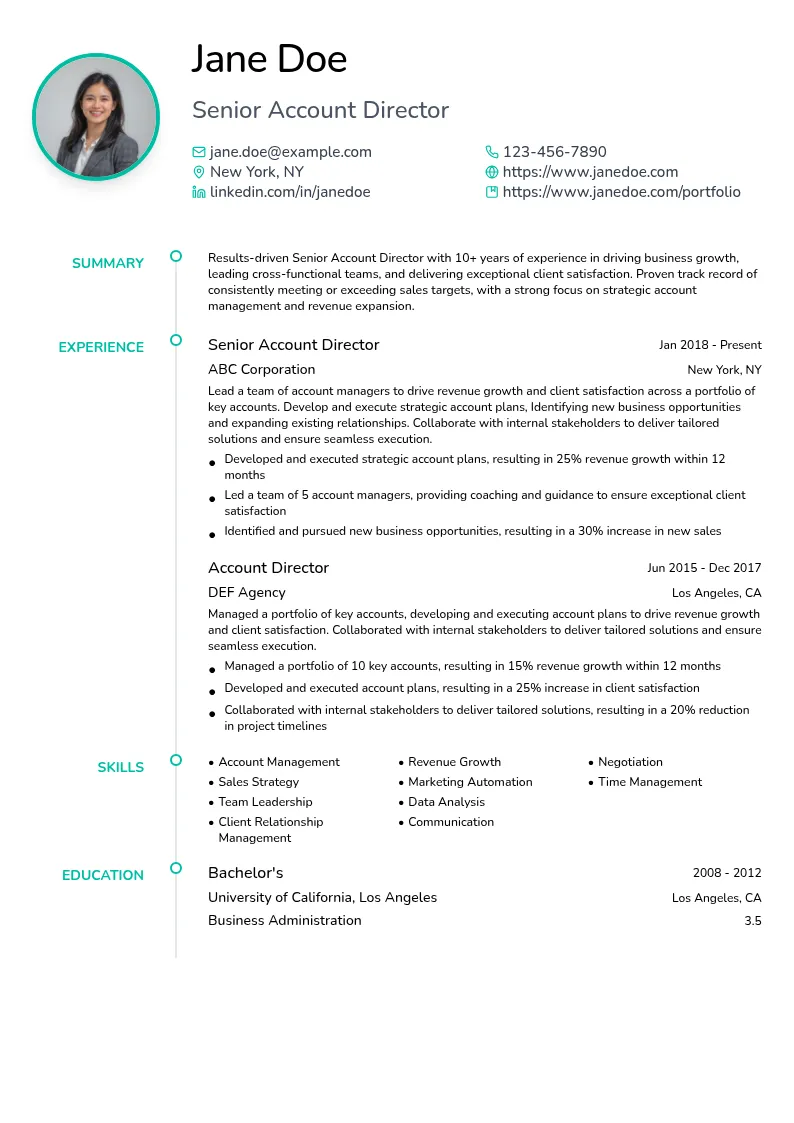 Senior Account Director resume example