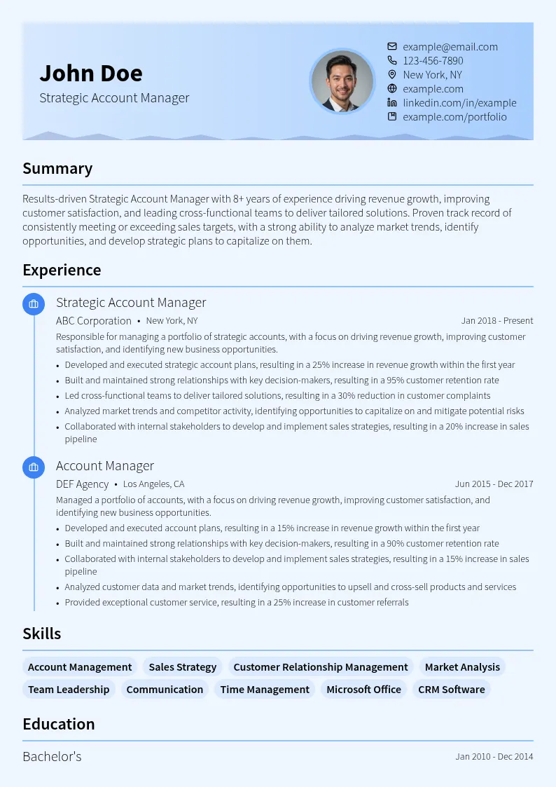 Strategic Account Manager resume example