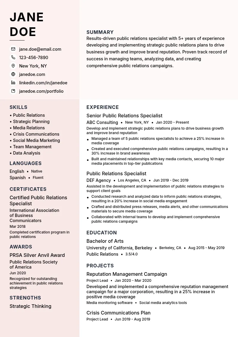 Strategic-Led resume example