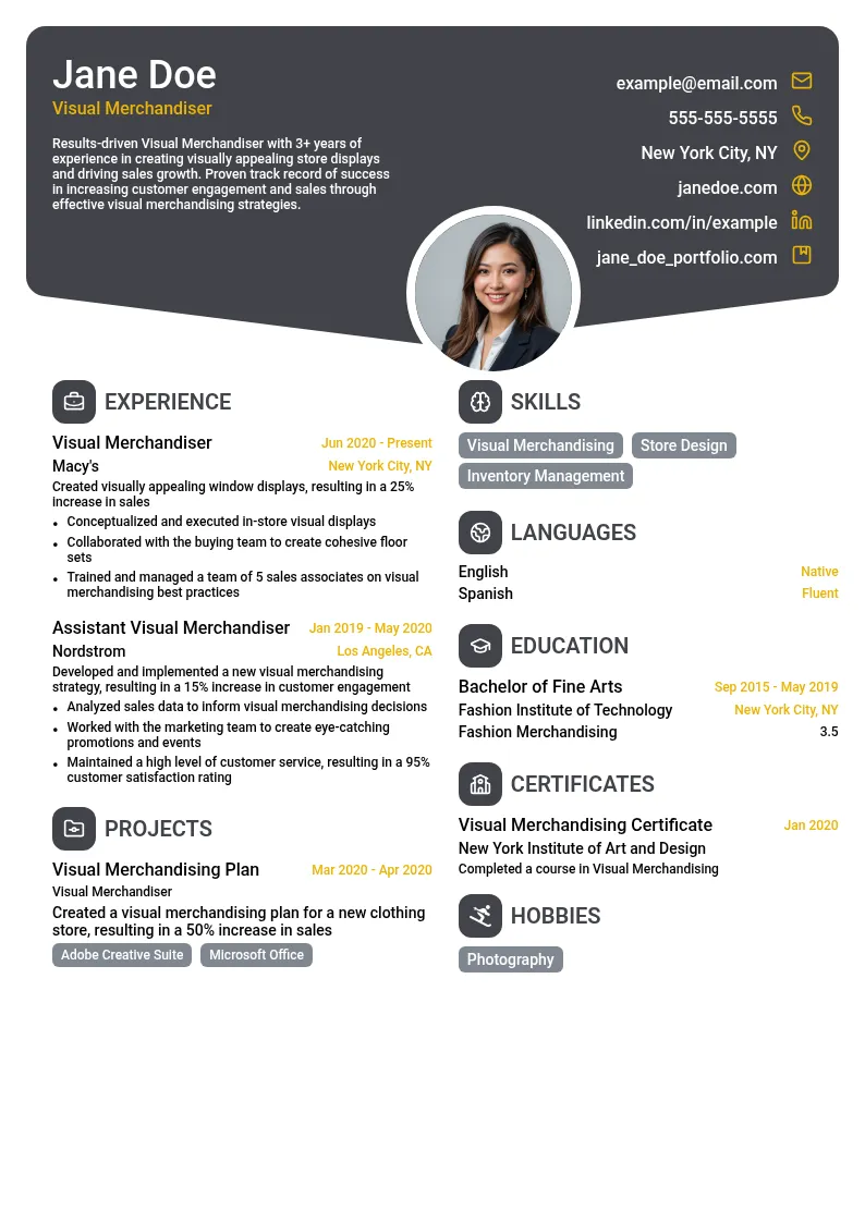 Visual Merchandiser resume example