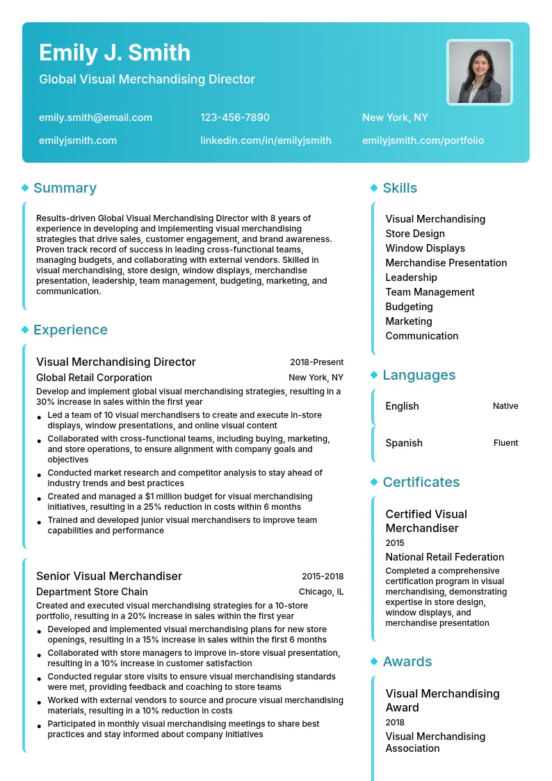 Global Visual Merchandising Director resume example