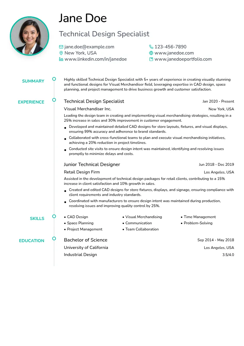 Technical Design Specialist resume example