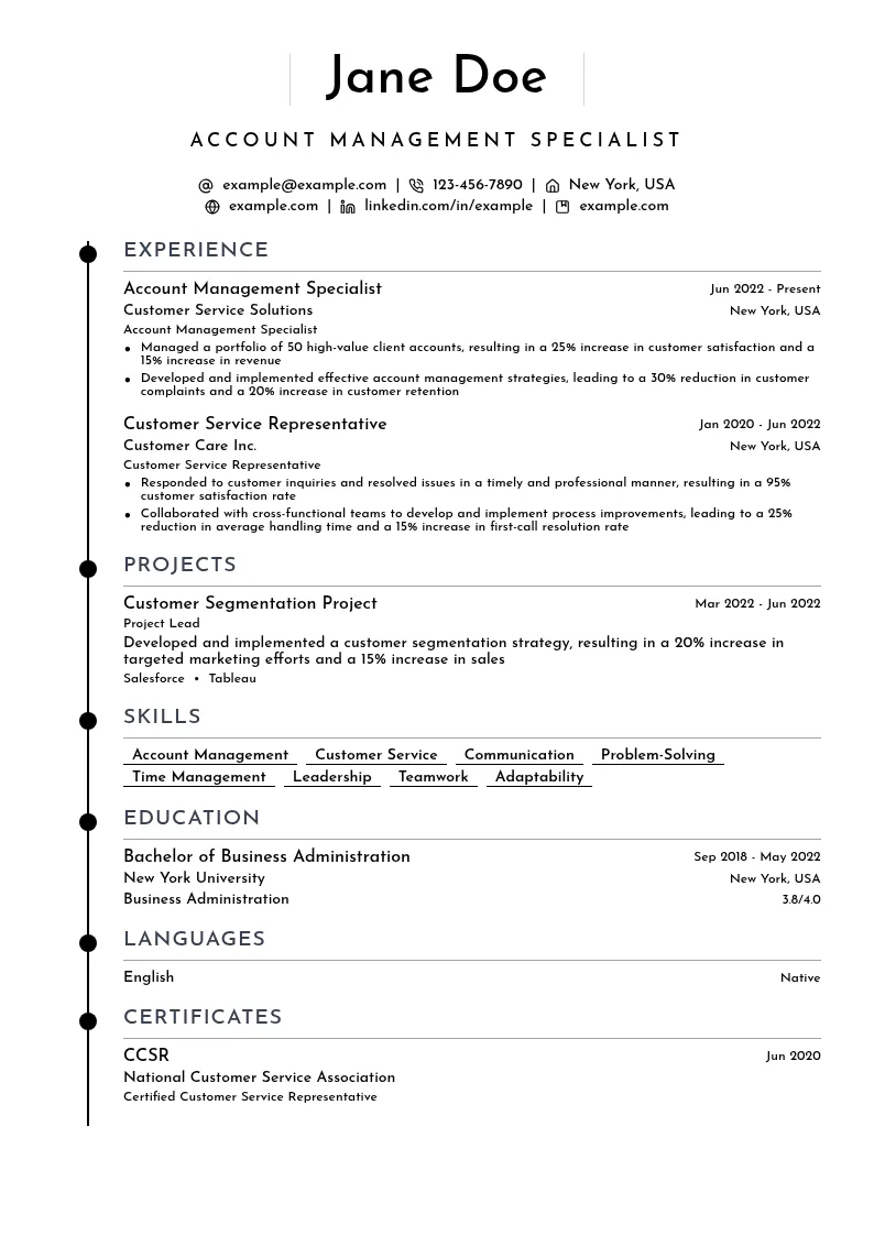 Account Management Specialist resume example
