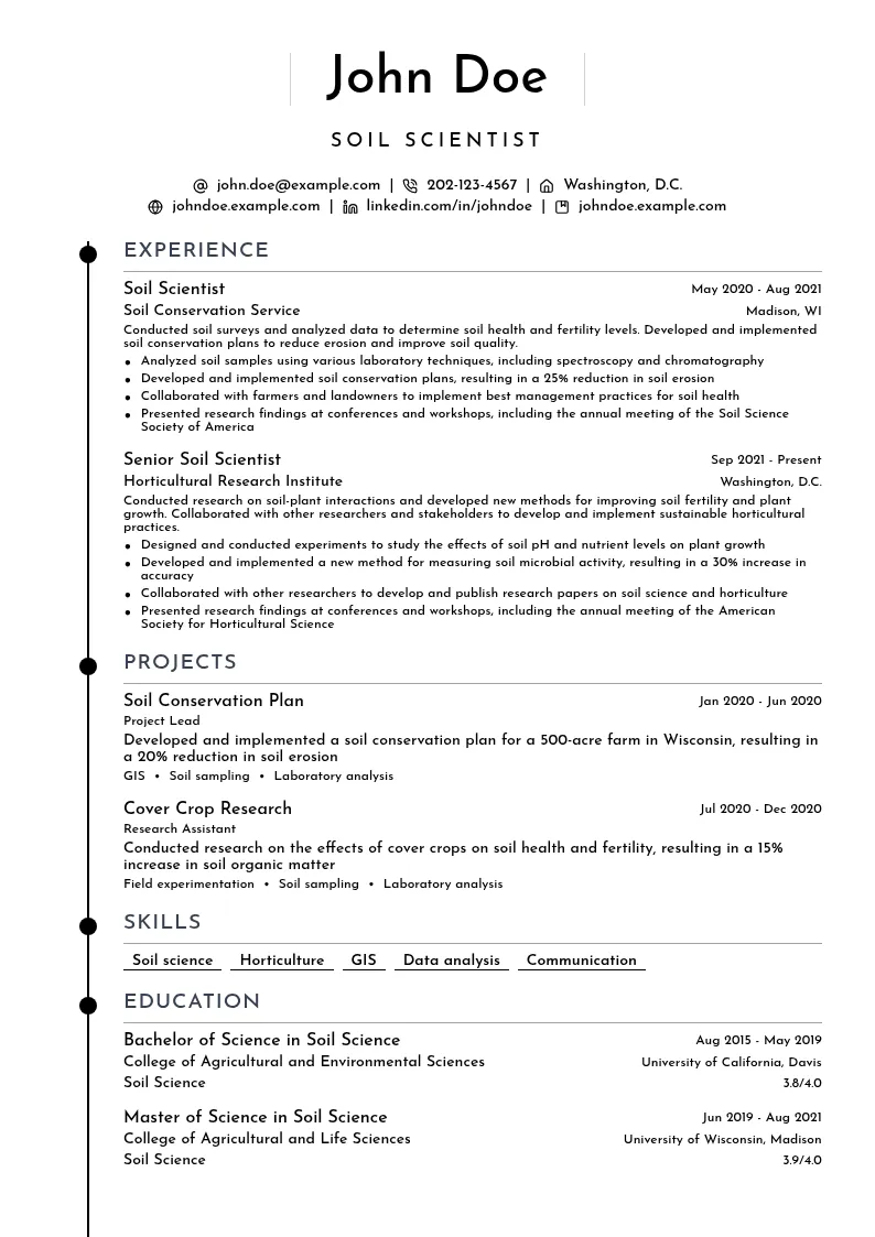 Soil Scientist resume example