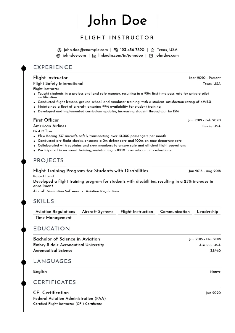 Role 2: Flight Instructor resume example