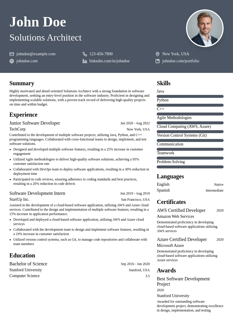 Solutions Architect resume example