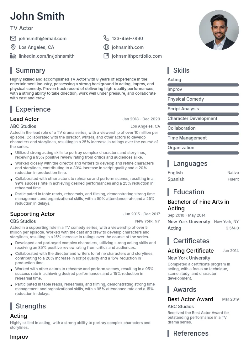 TV Actor resume example