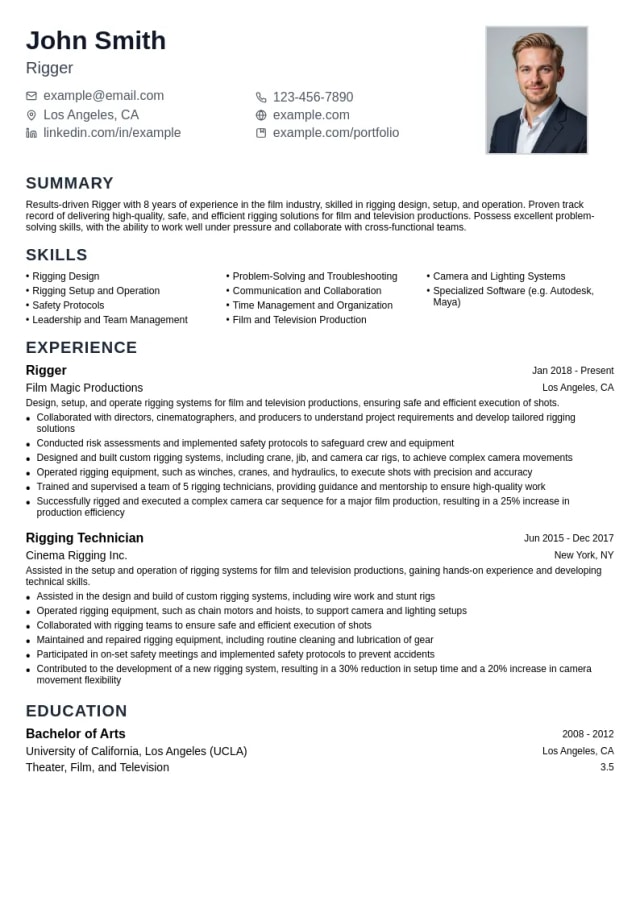 Rigger resume example
