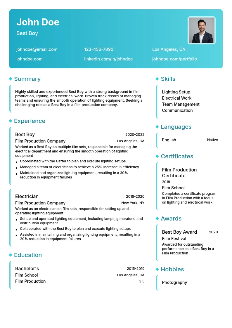 Best Boy resume example
