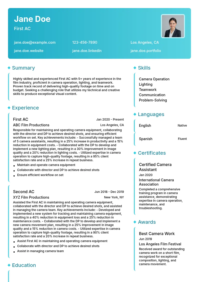First AC resume example