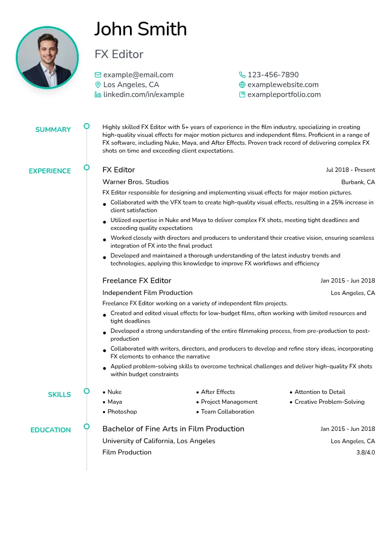 FX Editor resume example