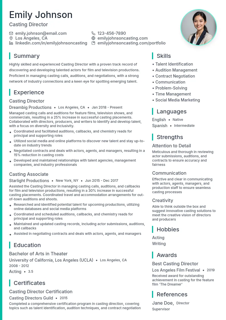 Casting Director resume example