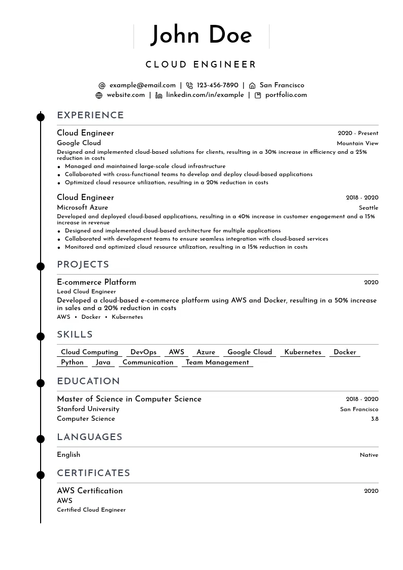 Cloud Engineer resume example