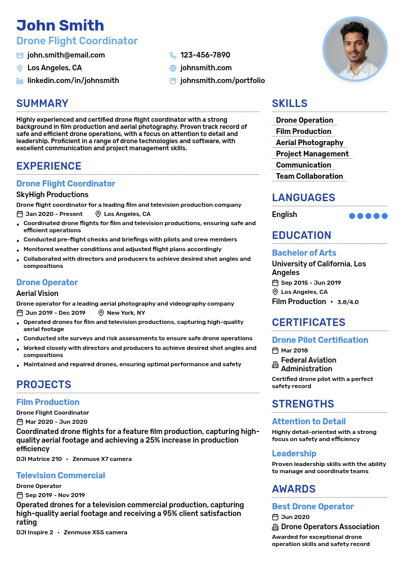 Drone Flight Coordinator resume example