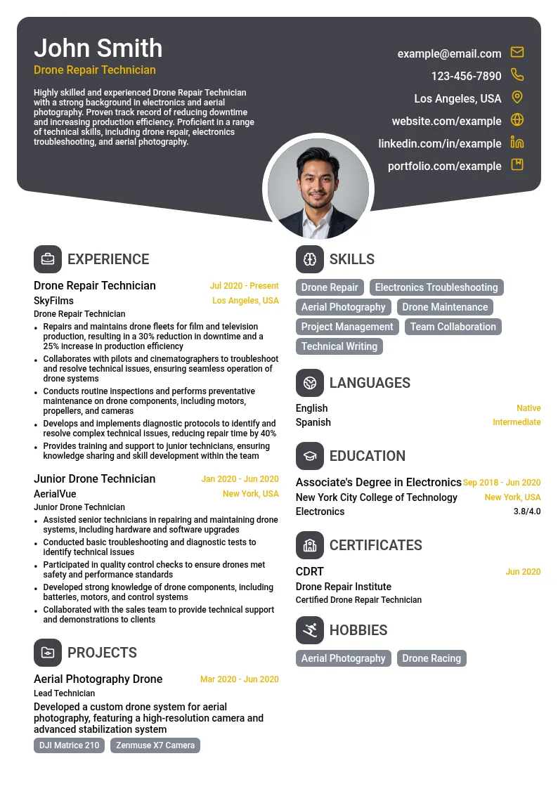 Drone Repair Technician resume example