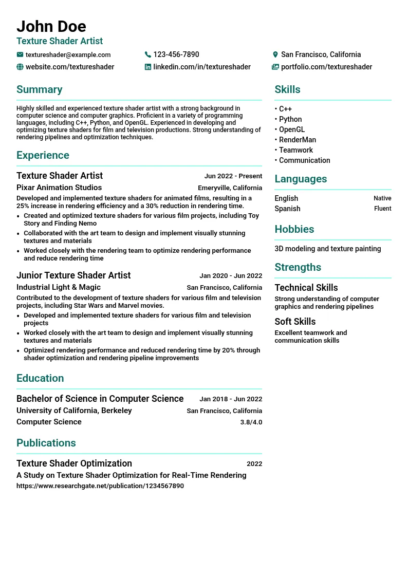 Texture Shader resume example