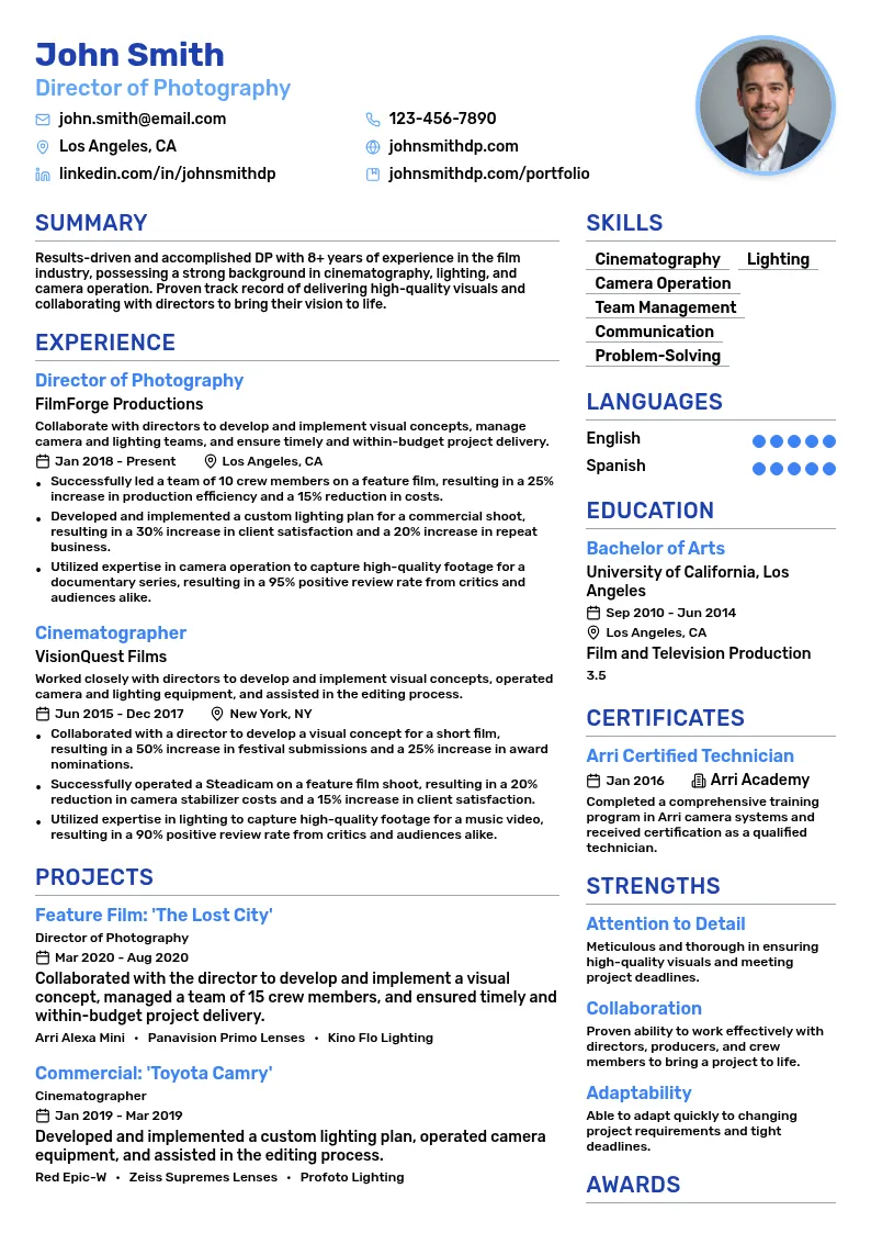 DP resume example