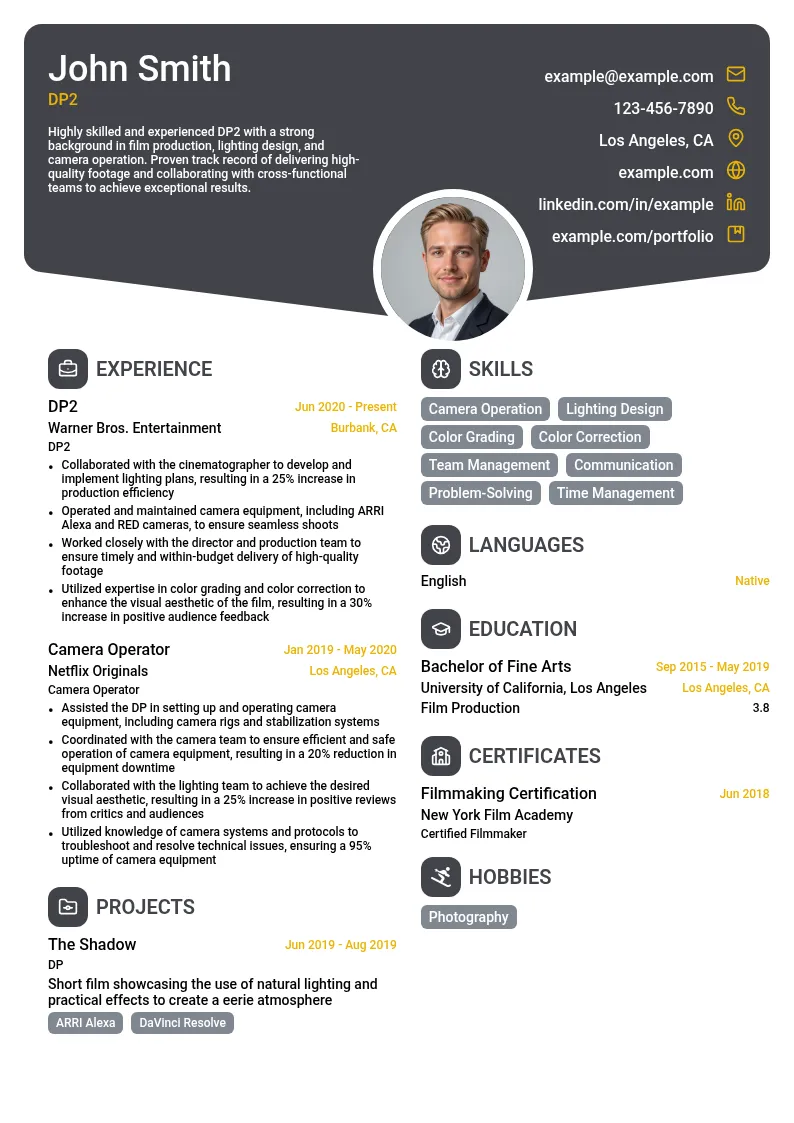 DP2 resume example