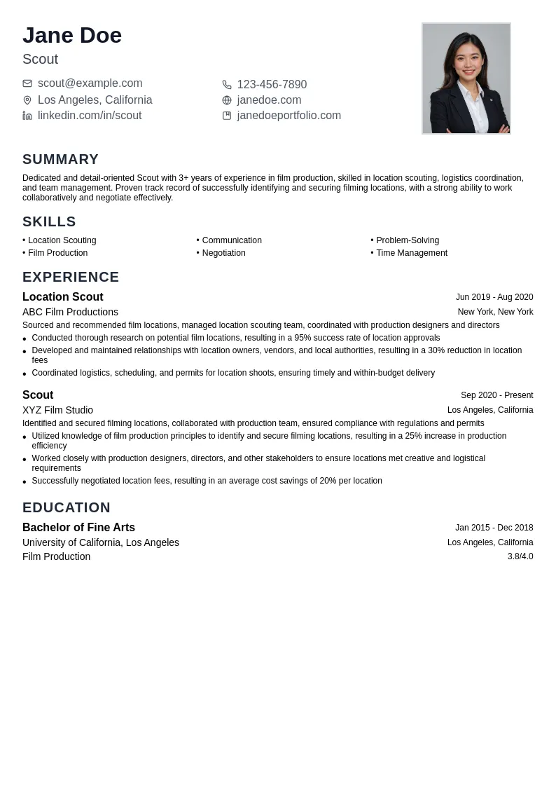 Scout resume example